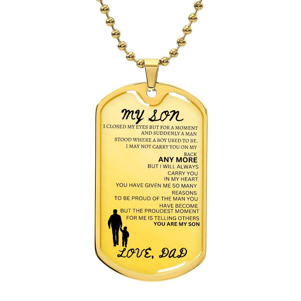 My Son Love Dad Luxury Military Necklace, Gift for Son, Gift for Son-in-Law, Gift for grandson, Wedding Gift, Birthday Gift, Christmas Gift, Graduation gift,