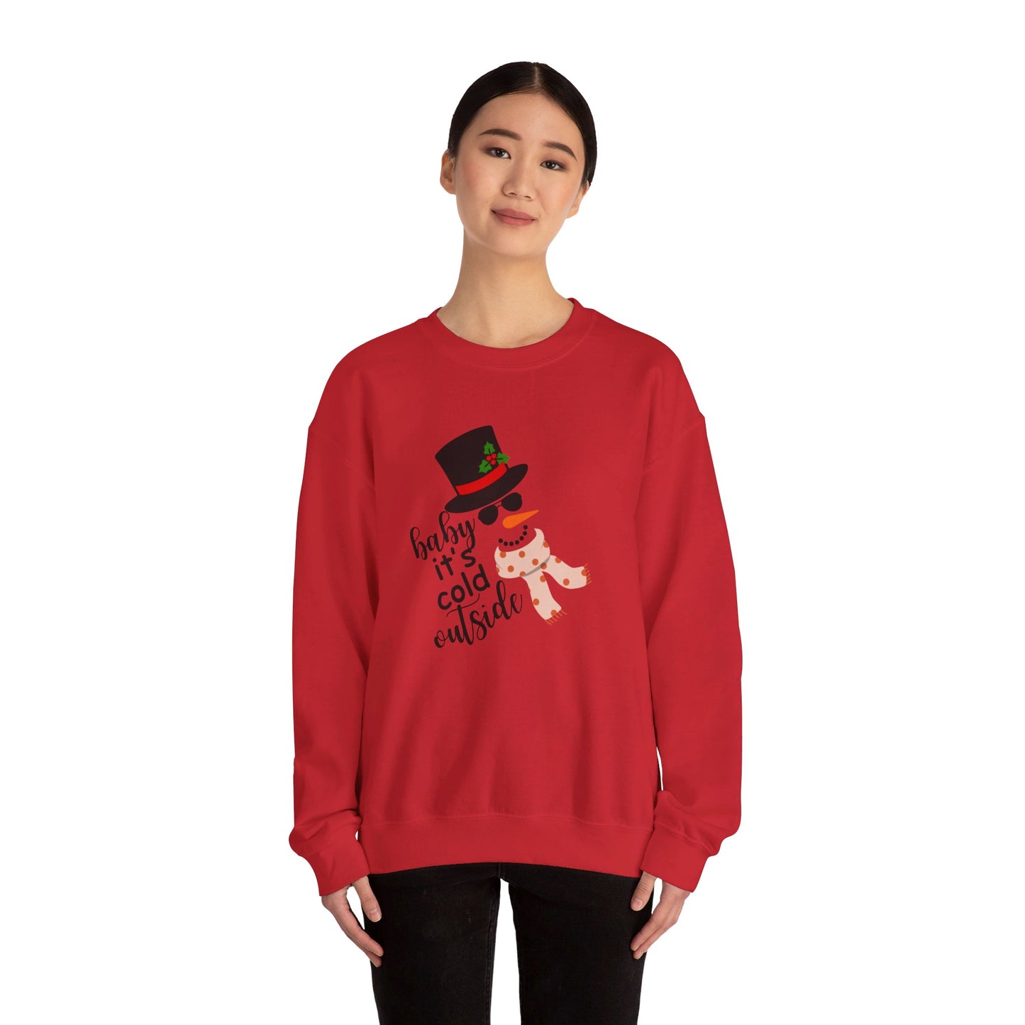 Snowy Winter Charm Waffle Sweatshirt - Soft, Casual, Long Sleeve Crew Neck Design, Letter Print, Unisex Cozy Clothing for Everyday Wear