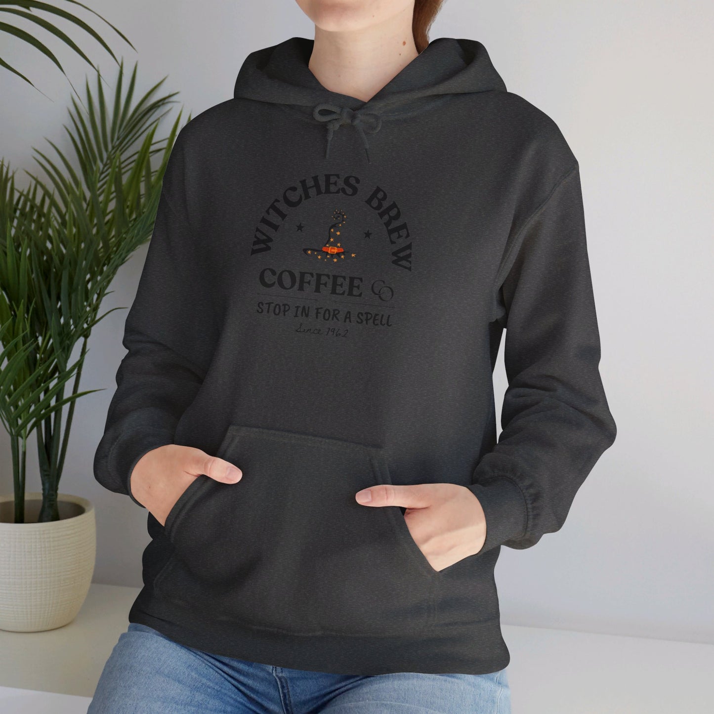Witch Hat & Letter Print Hooded Sweatshirt, Casual Long Sleeve Top For Spring & Fall, Women's  and Men's Clothing.