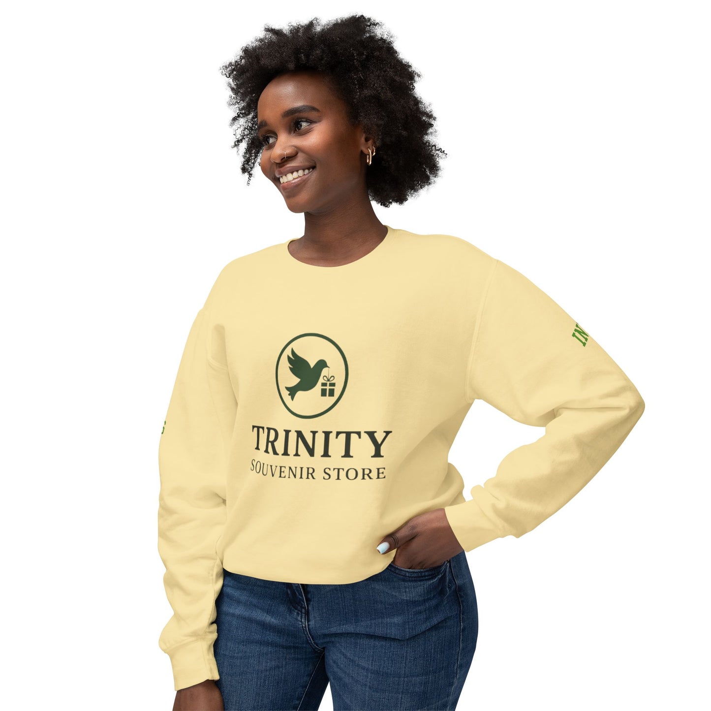 Trinity Souvenir Crewneck Sweatshirt — Dove Logo & Teepee Back Graphic