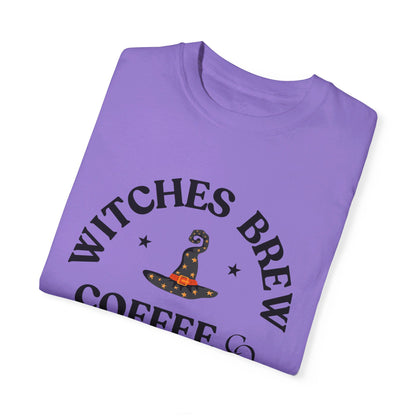 Witch Hat & Letter Print T-Shirt, Casual Long Sleeve Top For Spring & Fall, Women's and Men Clothing, Halloween Shirt