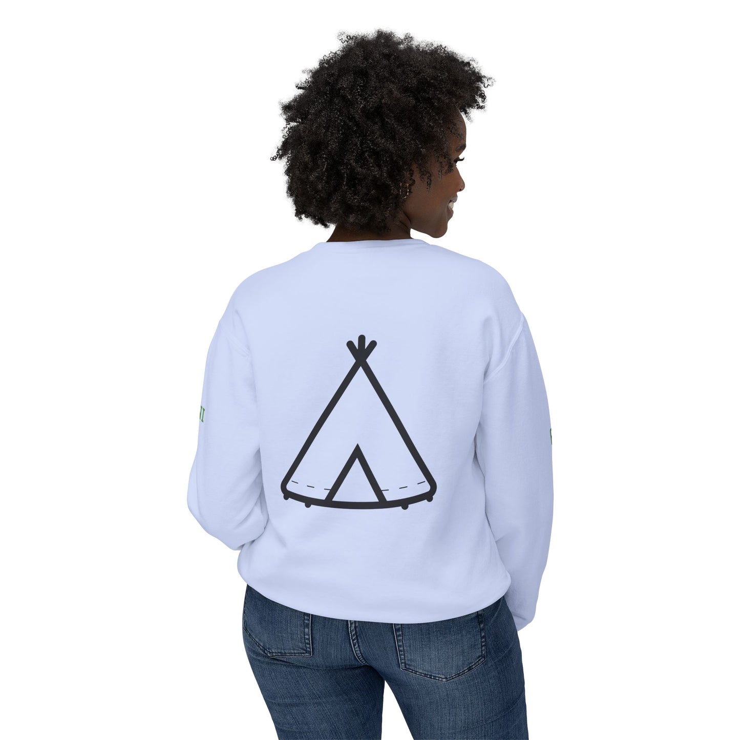 Trinity Souvenir Crewneck Sweatshirt — Dove Logo & Teepee Back Graphic