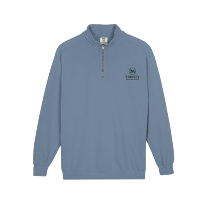 Quarter-Zip Sweatshirt — Trinity Camp Teepee Logo (Embroidered Front, Large Teepee Back)