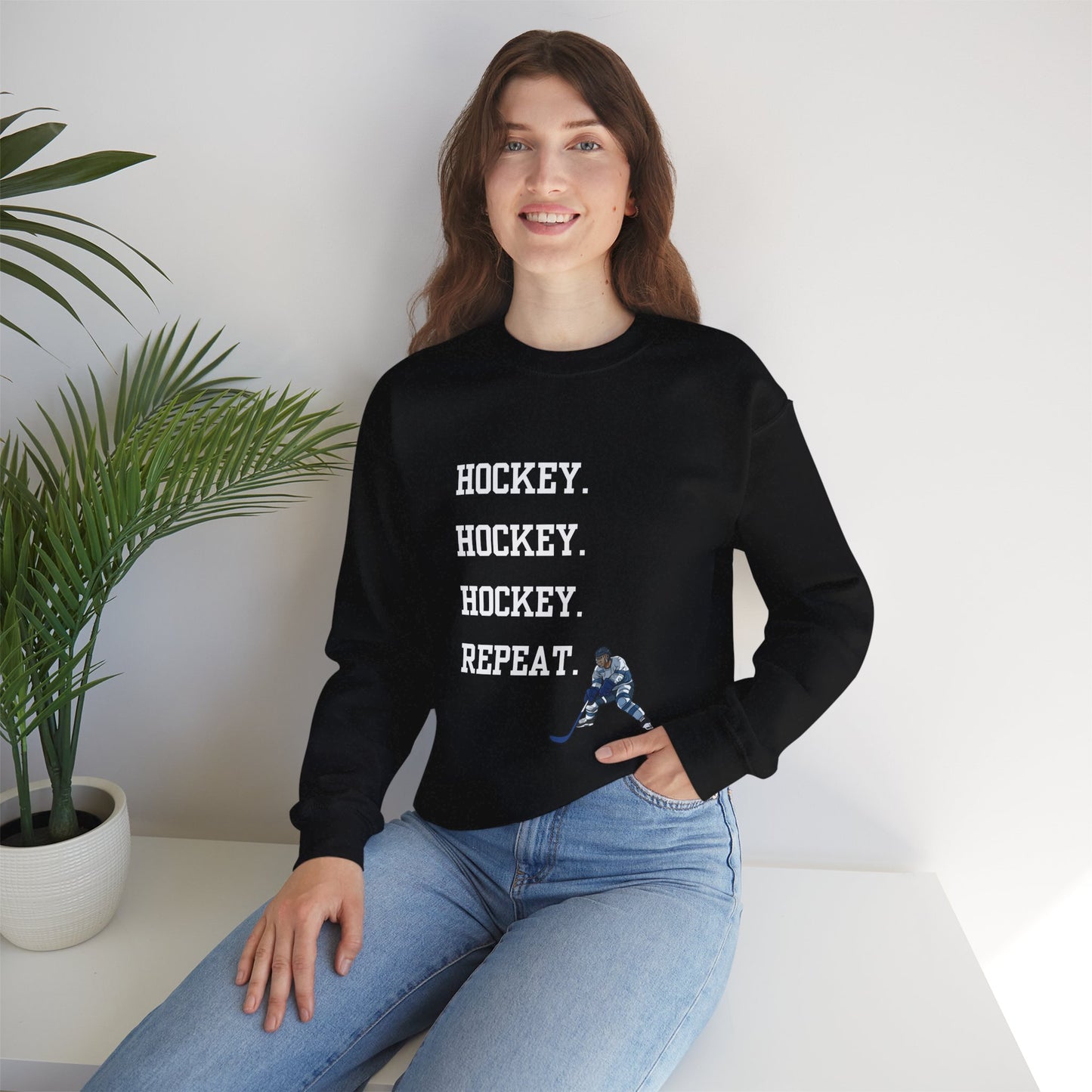 Hockey on Repeat Unisex Crewneck Sweatshirt