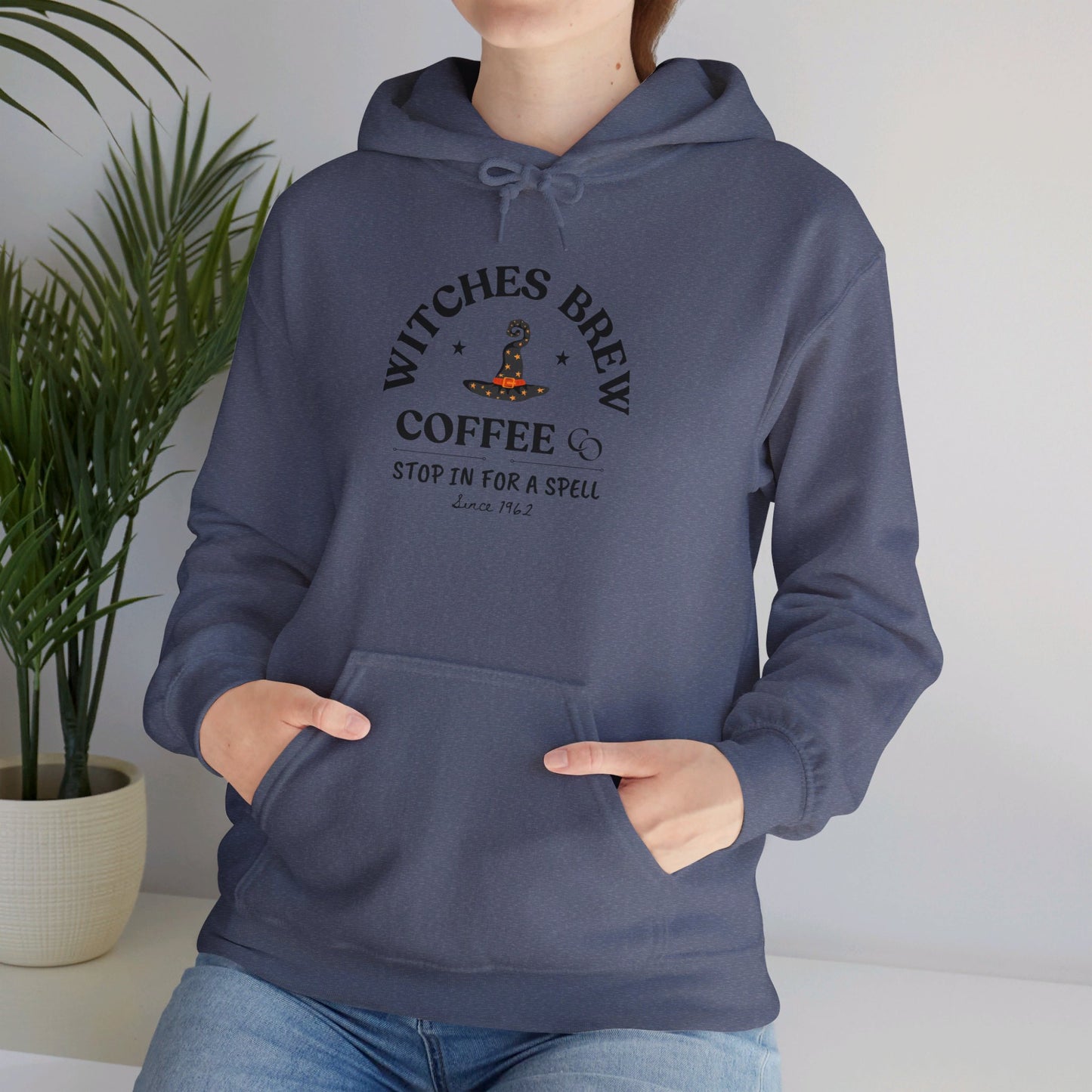 Witch Hat & Letter Print Hooded Sweatshirt, Casual Long Sleeve Top For Spring & Fall, Women's  and Men's Clothing.