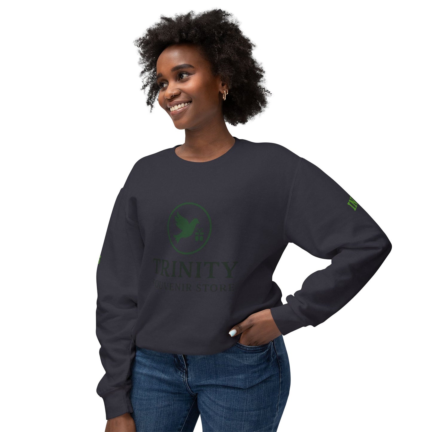 Trinity Souvenir Crewneck Sweatshirt — Dove Logo & Teepee Back Graphic