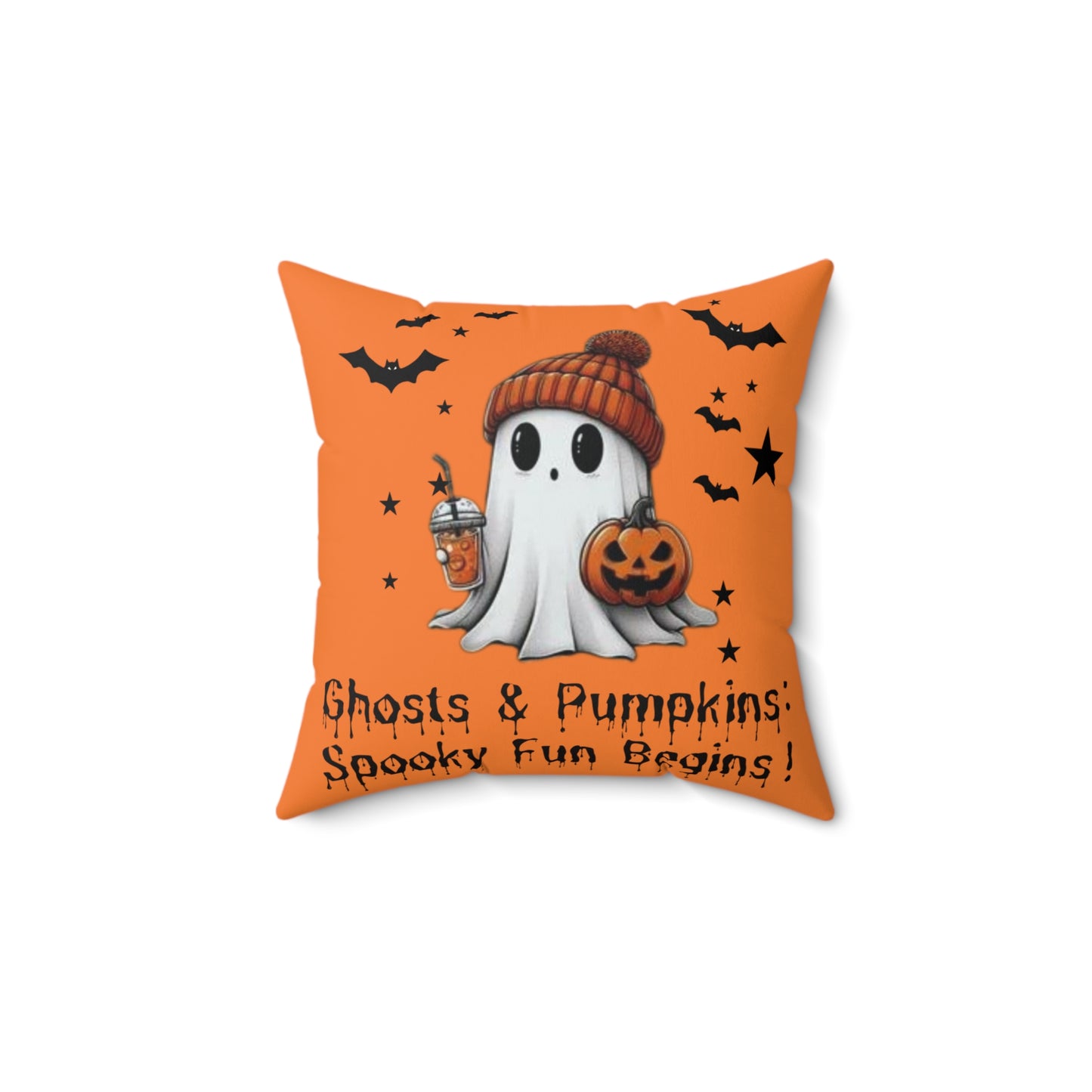 Halloween Ghost Spun Polyester Square Pillow  , Cute Ghost Pillow, Halloween Pillow, Cute Fall Pillow, Spooky Season Pillow, Gift For Halloween