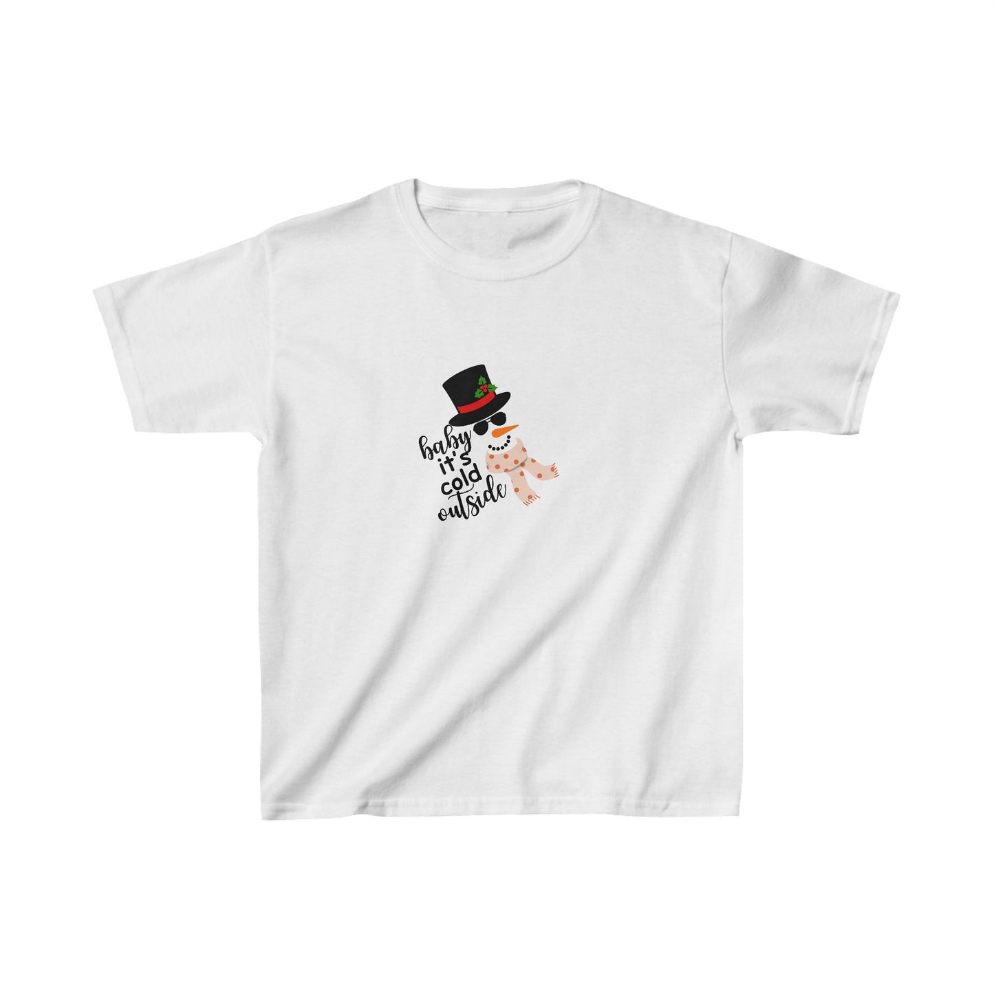 Snowy Winter Charm Waffle T-shirt - Soft, Casual,  Letter Print, Kids Cozy Clothing for Everyday Wear