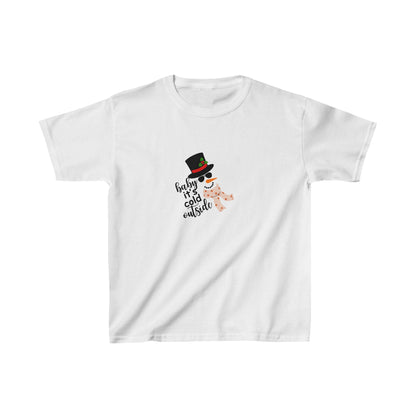 Snowy Winter Charm Waffle T-shirt - Soft, Casual,  Letter Print, Kids Cozy Clothing for Everyday Wear