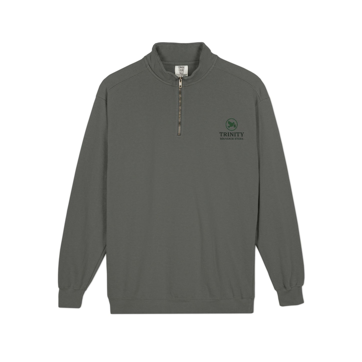 Quarter-Zip Sweatshirt — Trinity Camp Teepee Logo (Embroidered Front, Large Teepee Back)