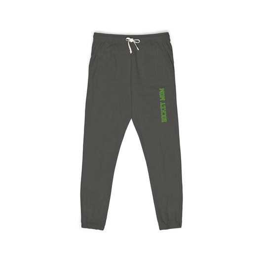 Fleece Sweatpants — Vertical 'Stay Weird' Green Graphic Joggers