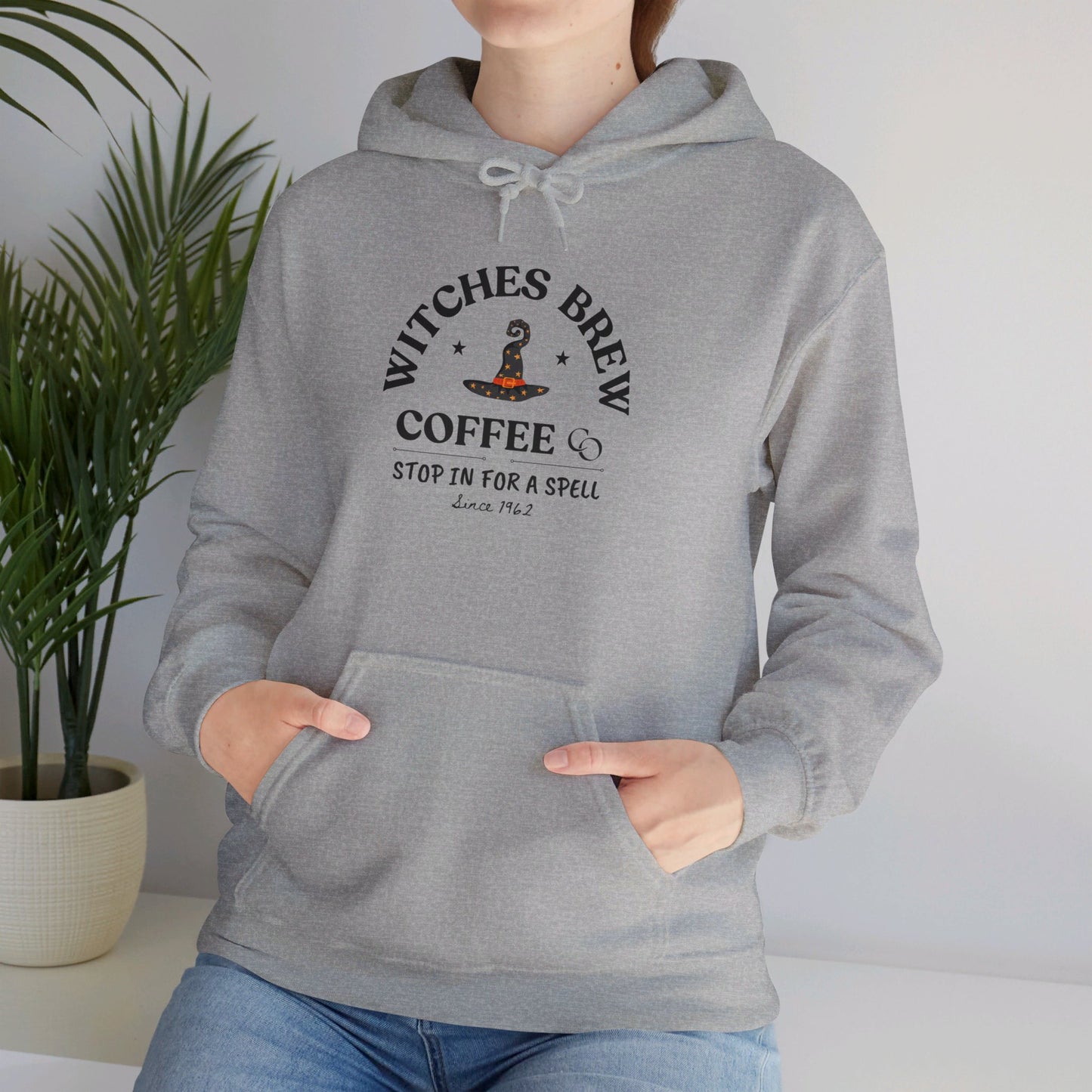 Witch Hat & Letter Print Hooded Sweatshirt, Casual Long Sleeve Top For Spring & Fall, Women's  and Men's Clothing.