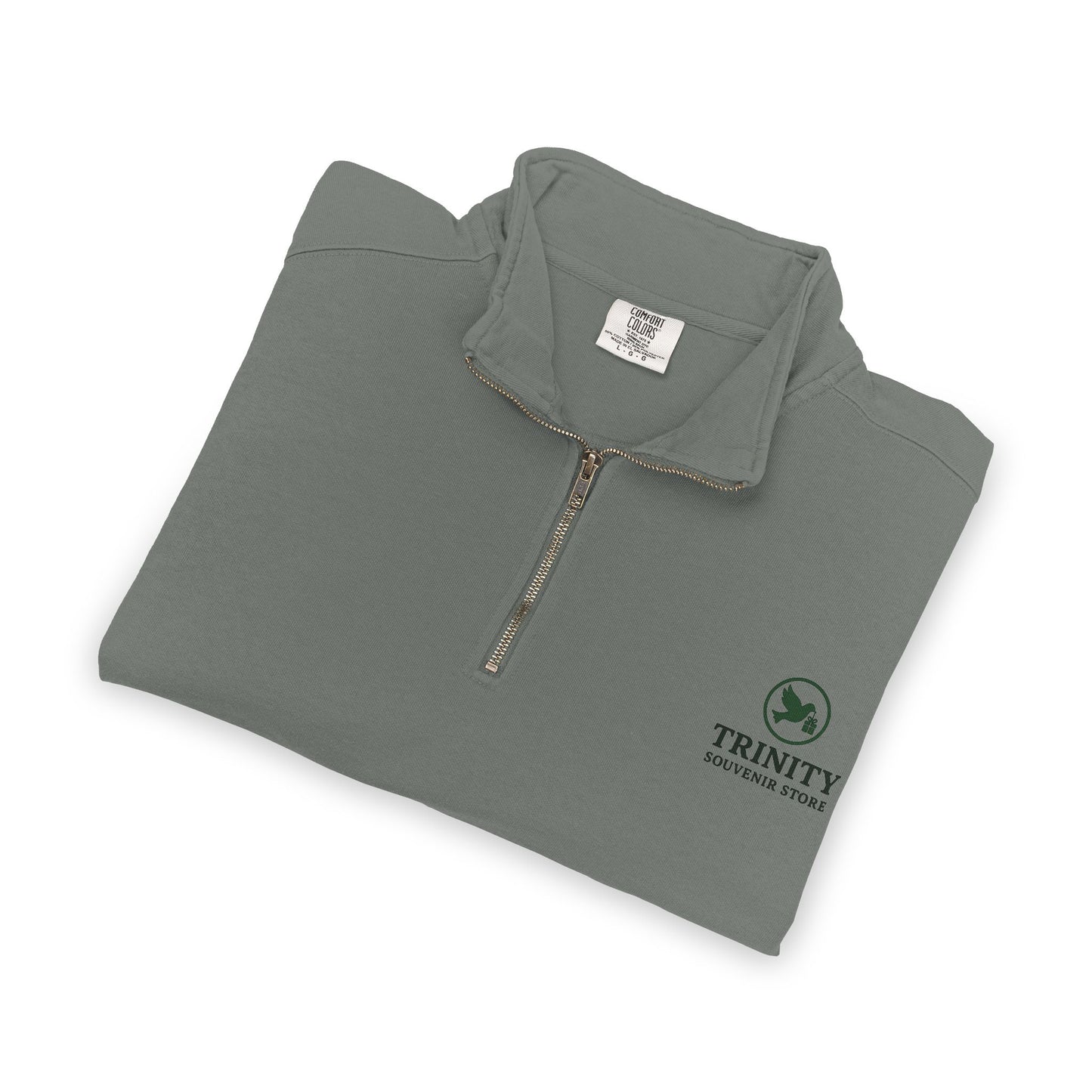 Quarter-Zip Sweatshirt — Trinity Camp Teepee Logo (Embroidered Front, Large Teepee Back)