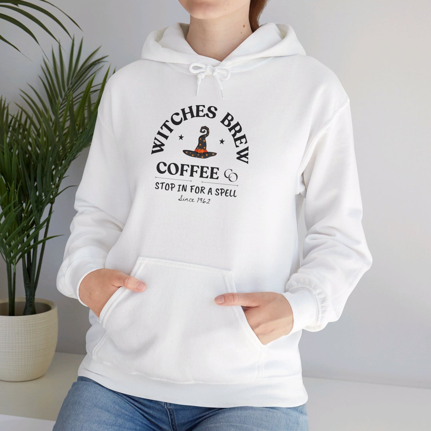 Witch Hat & Letter Print Hooded Sweatshirt, Casual Long Sleeve Top For Spring & Fall, Women's  and Men's Clothing.