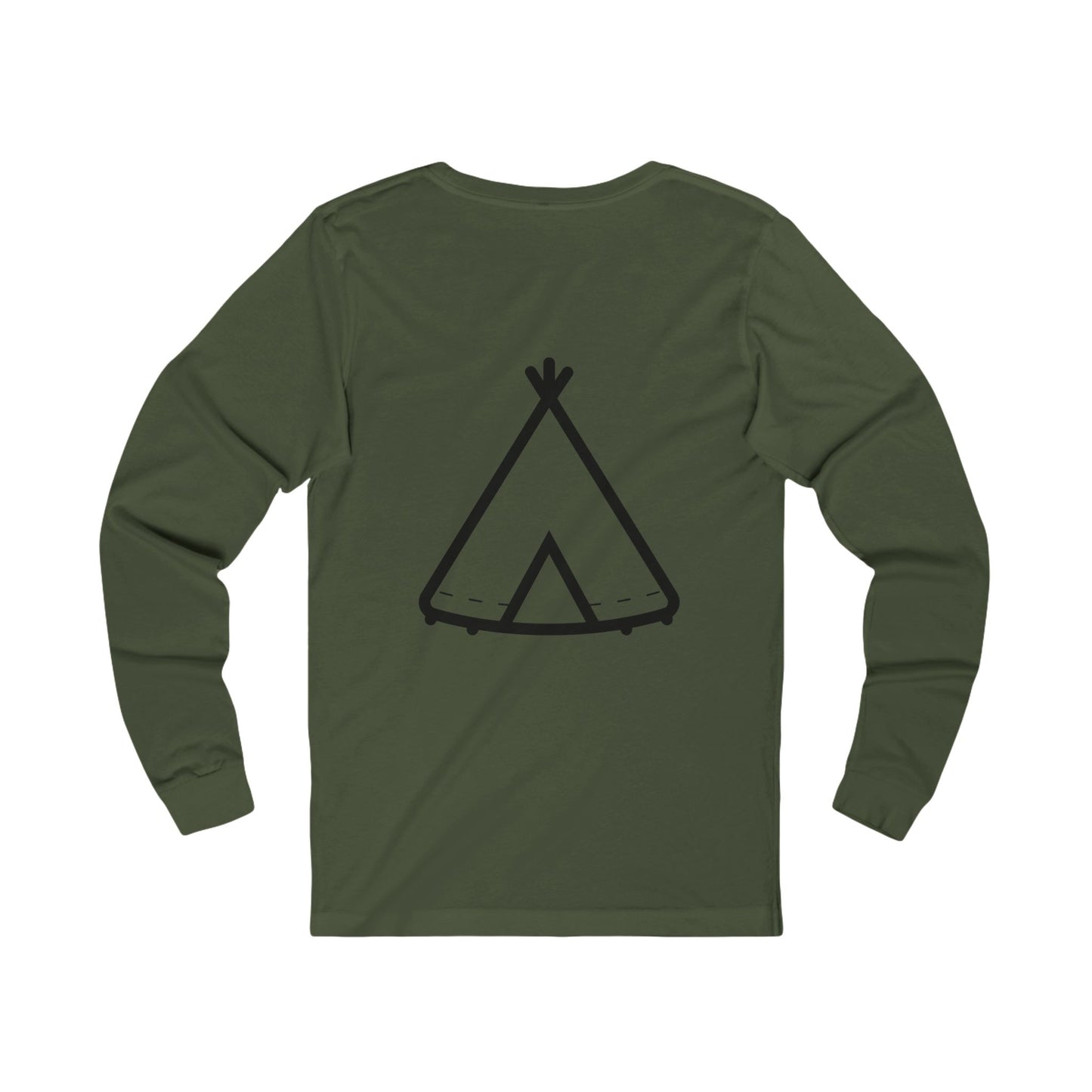 Long Sleeve Tee — Trinity Camp Tee with Minimal Teepee Graphic