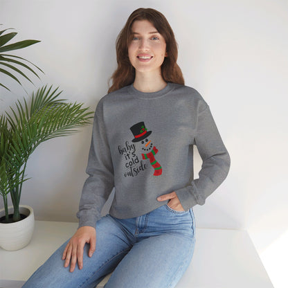 Snowy Winter Charm Waffle Sweatshirt - Soft, Casual, Long Sleeve Crew Neck Design, Letter Print, Unisex Cozy Clothing for Everyday Wear Sweatshirt