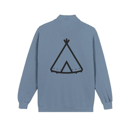 Quarter-Zip Sweatshirt — Trinity Camp Teepee Logo (Embroidered Front, Large Teepee Back)