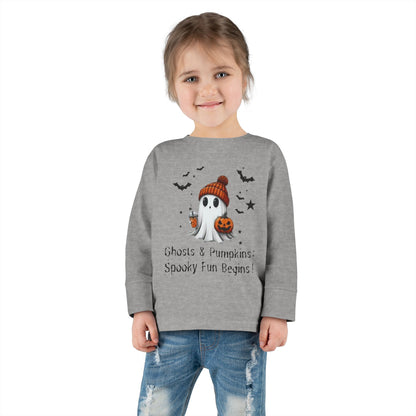 Halloween Ghost Toddler Long Sleeve Tee, Cute Ghost Toddler Long Sleeve Tee, Halloween Toddler Long Sleeve Tee , Cute Fall Toddler Long Sleeve Tee, Spooky Season Toddler Long Sleeve Tee, Gift For Halloween
