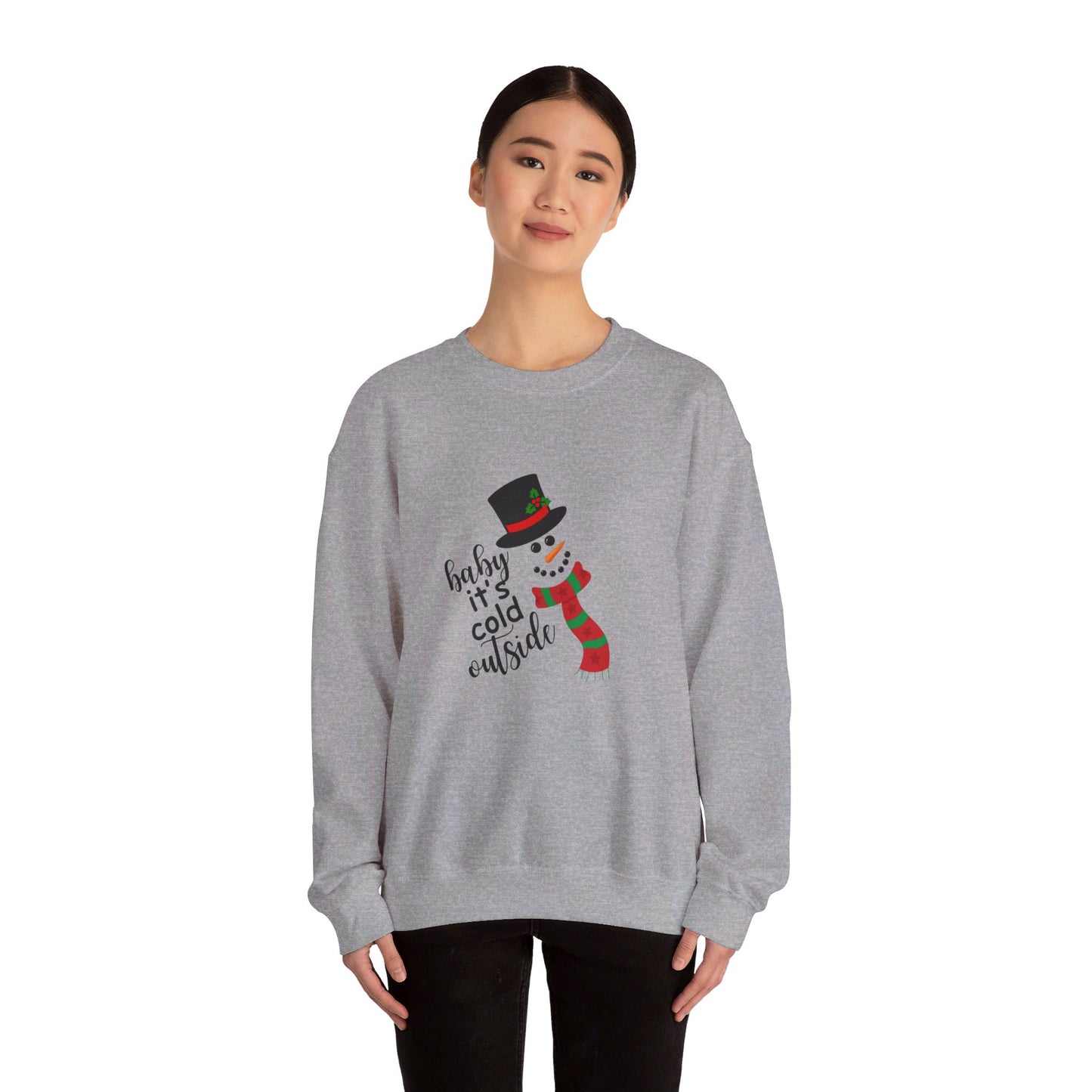 Snowy Winter Charm Waffle Sweatshirt - Soft, Casual, Long Sleeve Crew Neck Design, Letter Print, Unisex Cozy Clothing for Everyday Wear Sweatshirt
