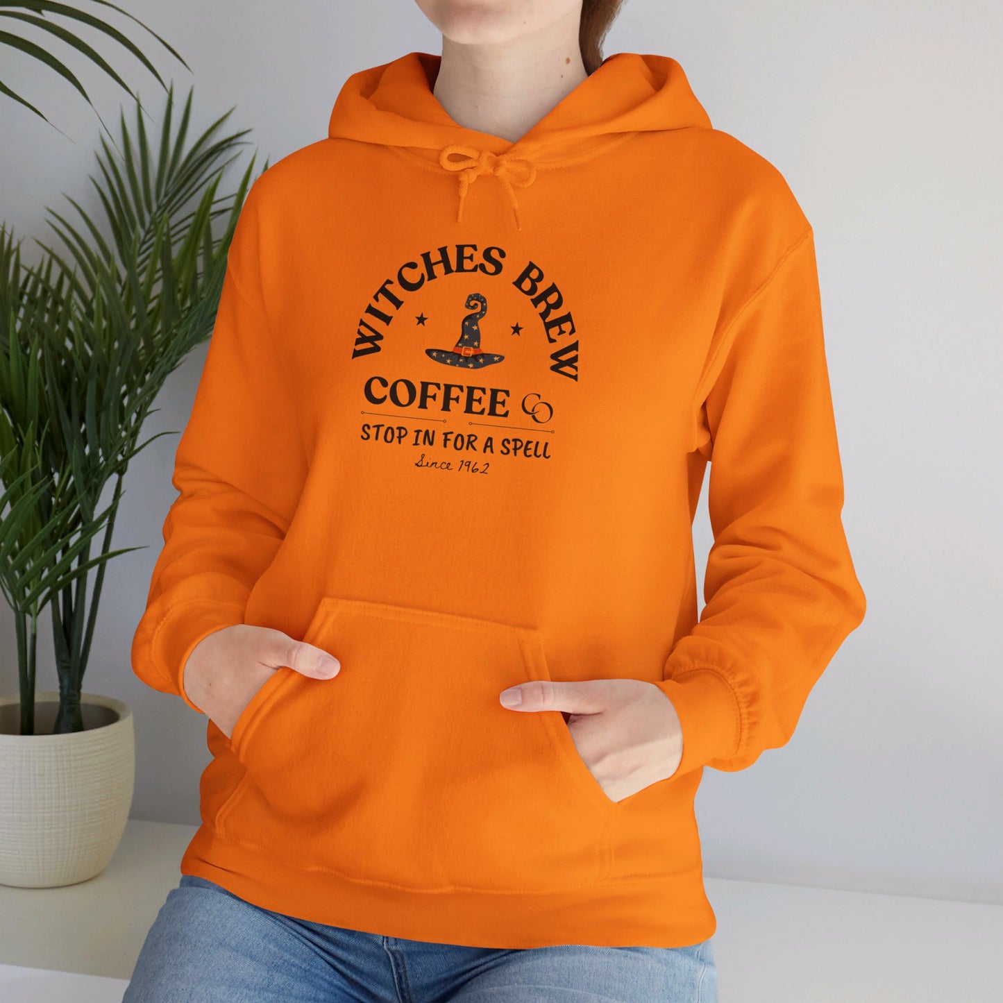 Witch Hat & Letter Print Hooded Sweatshirt, Casual Long Sleeve Top For Spring & Fall, Women's  and Men's Clothing.