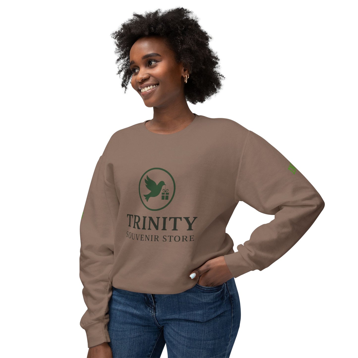 Trinity Souvenir Crewneck Sweatshirt — Dove Logo & Teepee Back Graphic