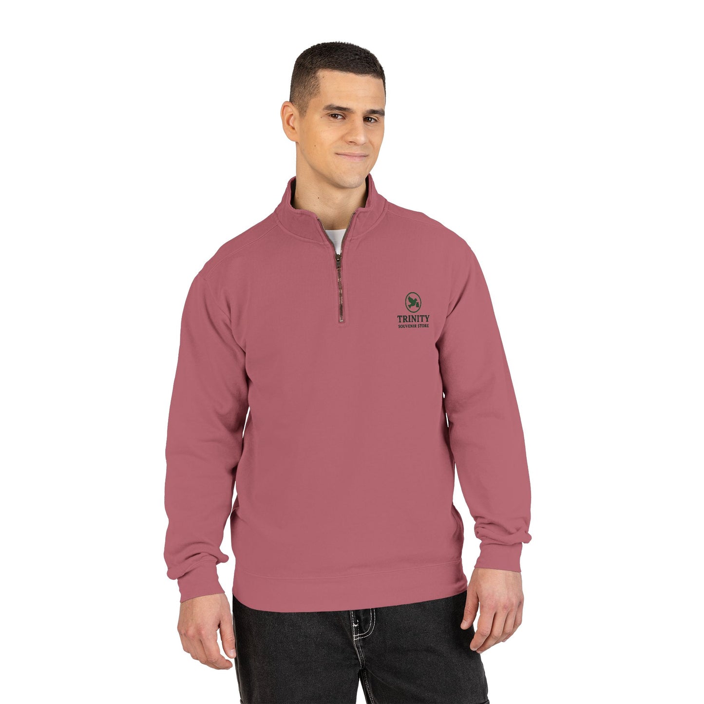 Quarter-Zip Sweatshirt — Trinity Camp Teepee Logo (Embroidered Front, Large Teepee Back)