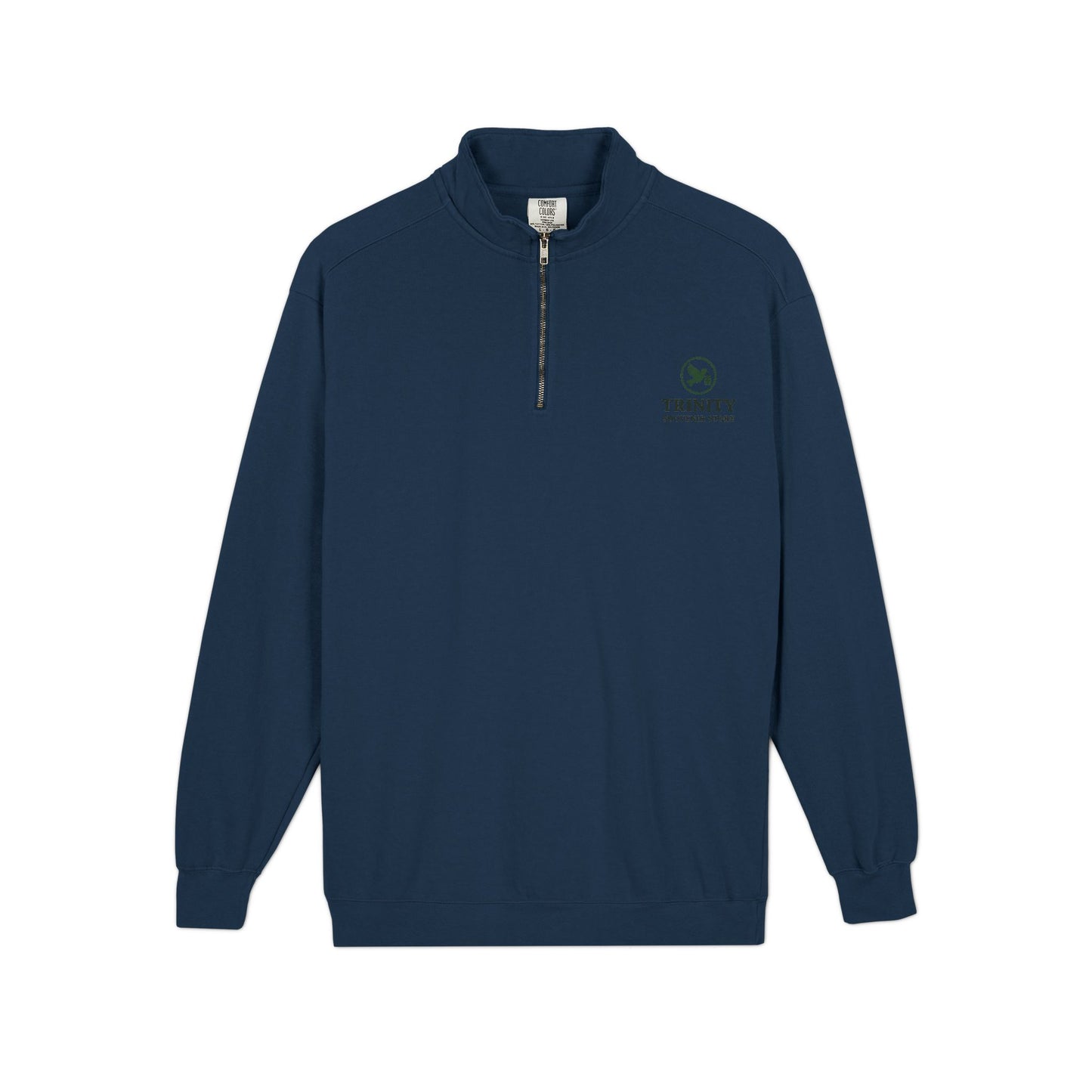 Quarter-Zip Sweatshirt — Trinity Camp Teepee Logo (Embroidered Front, Large Teepee Back)