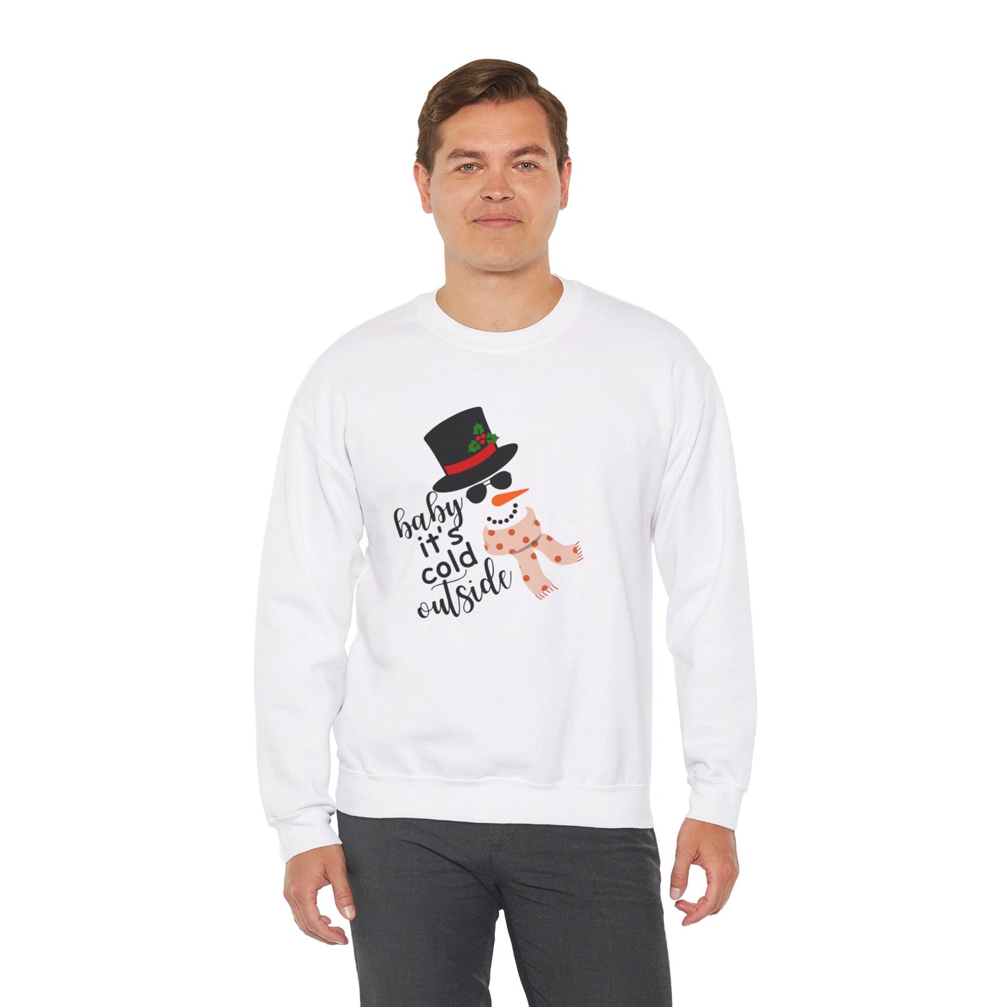 Snowy Winter Charm Waffle Sweatshirt - Soft, Casual, Long Sleeve Crew Neck Design, Letter Print, Unisex Cozy Clothing for Everyday Wear