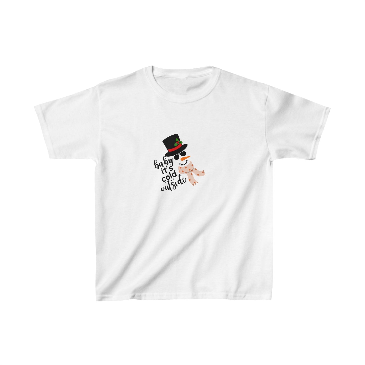 Snowy Winter Charm Waffle T-shirt - Soft, Casual,  Letter Print, Kids Cozy Clothing for Everyday Wear