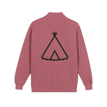Quarter-Zip Sweatshirt — Trinity Camp Teepee Logo (Embroidered Front, Large Teepee Back)