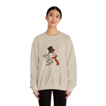 Snowy Winter Charm Waffle Sweatshirt - Soft, Casual, Long Sleeve Crew Neck Design, Letter Print, Unisex Cozy Clothing for Everyday Wear Sweatshirt
