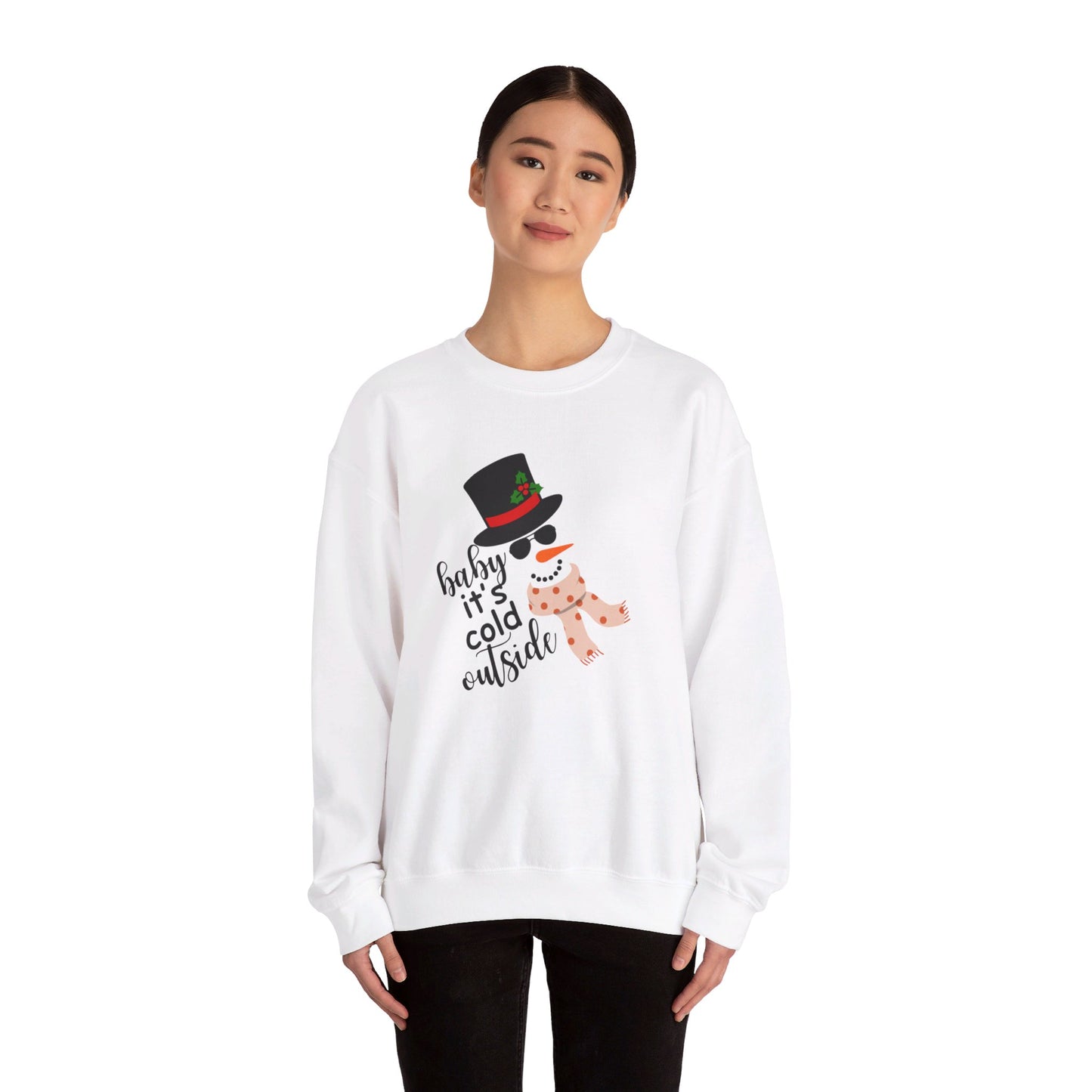 Snowy Winter Charm Waffle Sweatshirt - Soft, Casual, Long Sleeve Crew Neck Design, Letter Print, Unisex Cozy Clothing for Everyday Wear