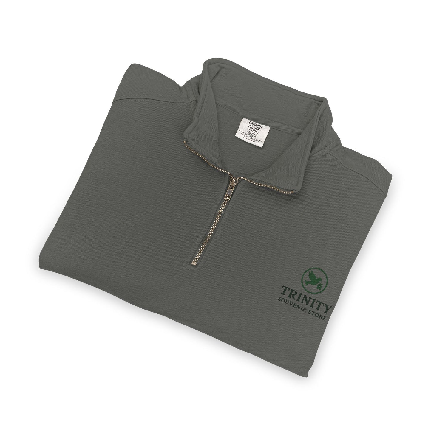 Quarter-Zip Sweatshirt — Trinity Camp Teepee Logo (Embroidered Front, Large Teepee Back)