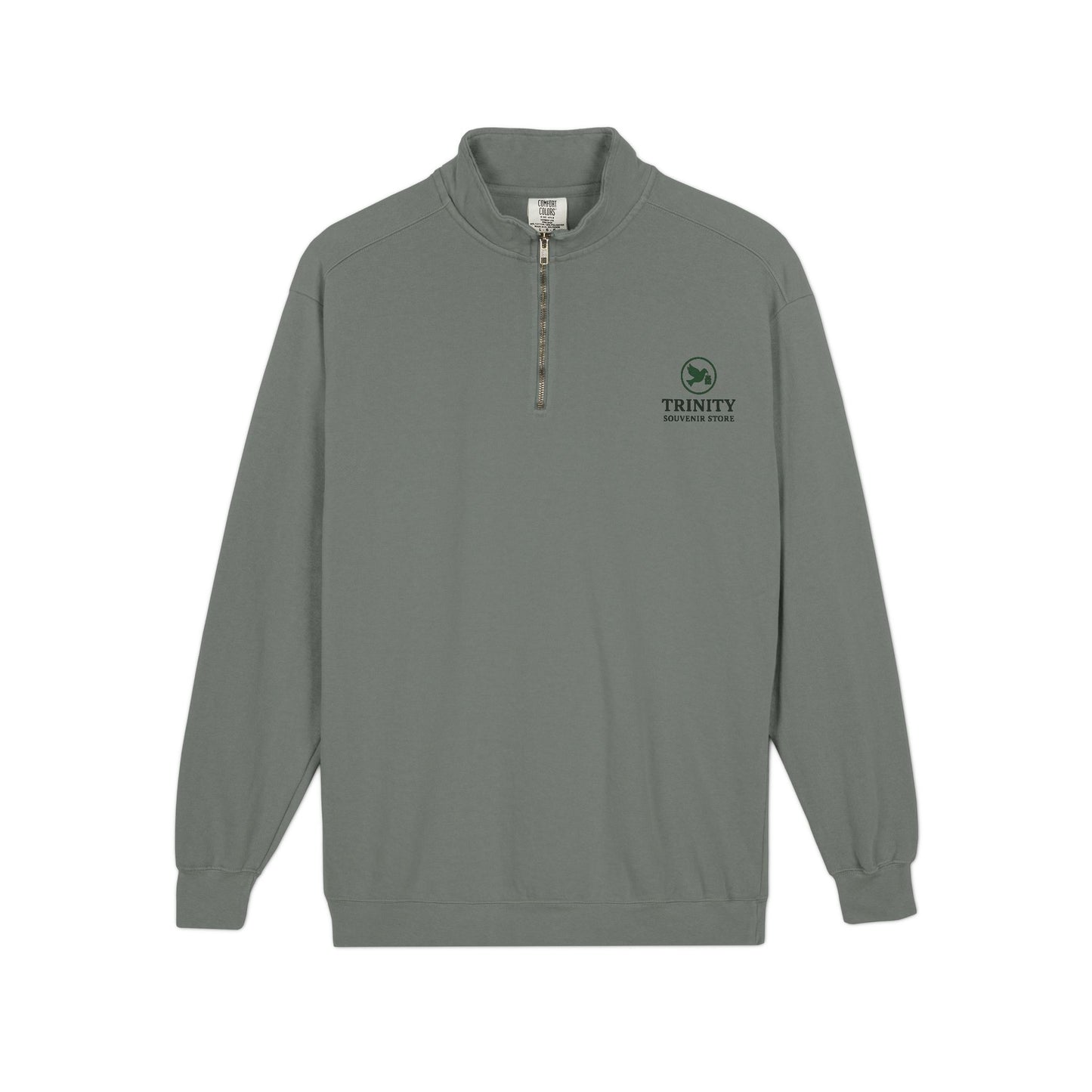 Quarter-Zip Sweatshirt — Trinity Camp Teepee Logo (Embroidered Front, Large Teepee Back)