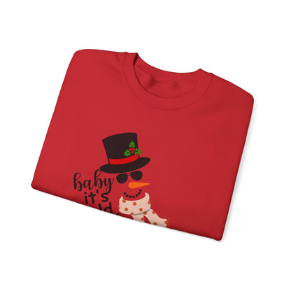 Snowy Winter Charm Waffle Sweatshirt - Soft, Casual, Long Sleeve Crew Neck Design, Letter Print, Unisex Cozy Clothing for Everyday Wear