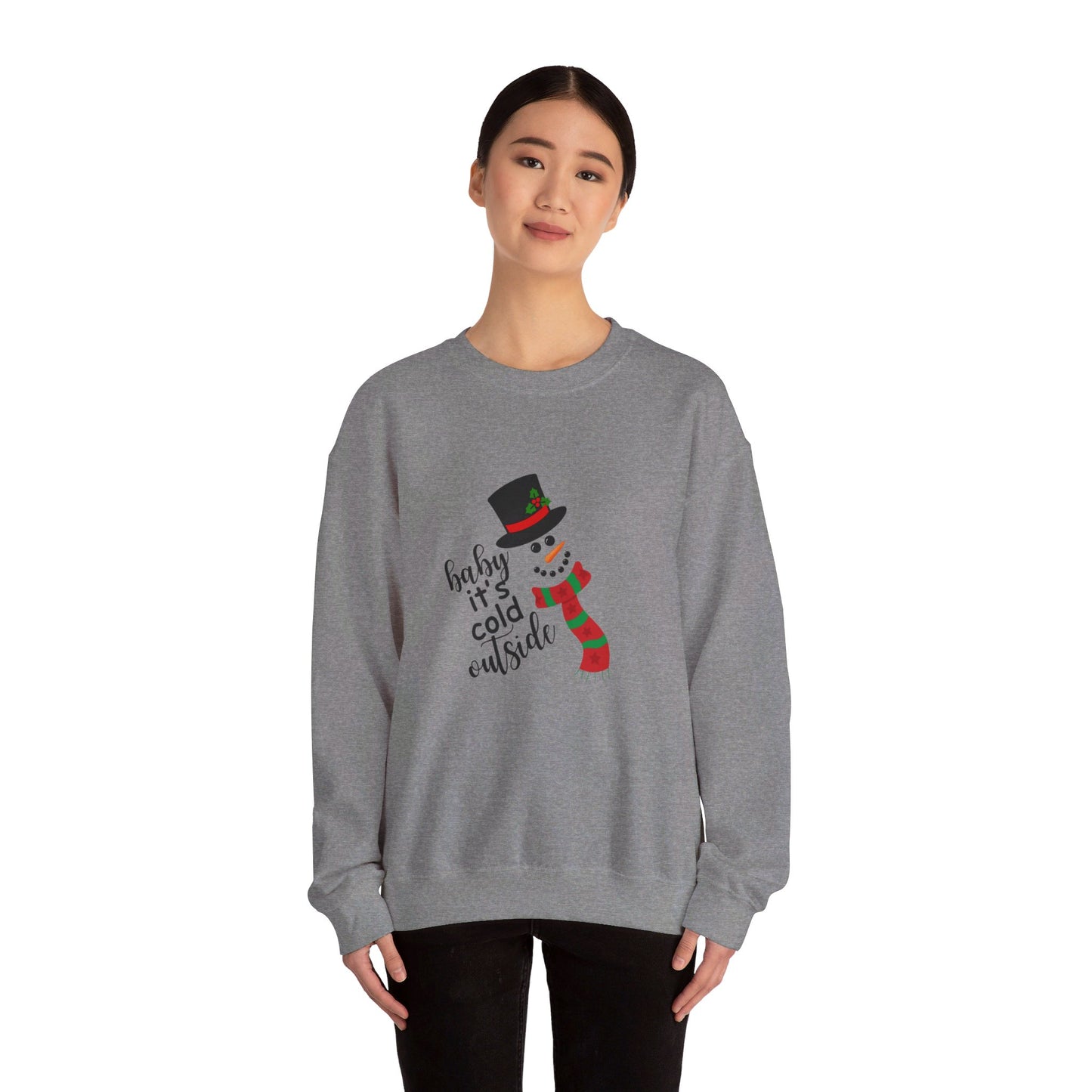 Snowy Winter Charm Waffle Sweatshirt - Soft, Casual, Long Sleeve Crew Neck Design, Letter Print, Unisex Cozy Clothing for Everyday Wear Sweatshirt
