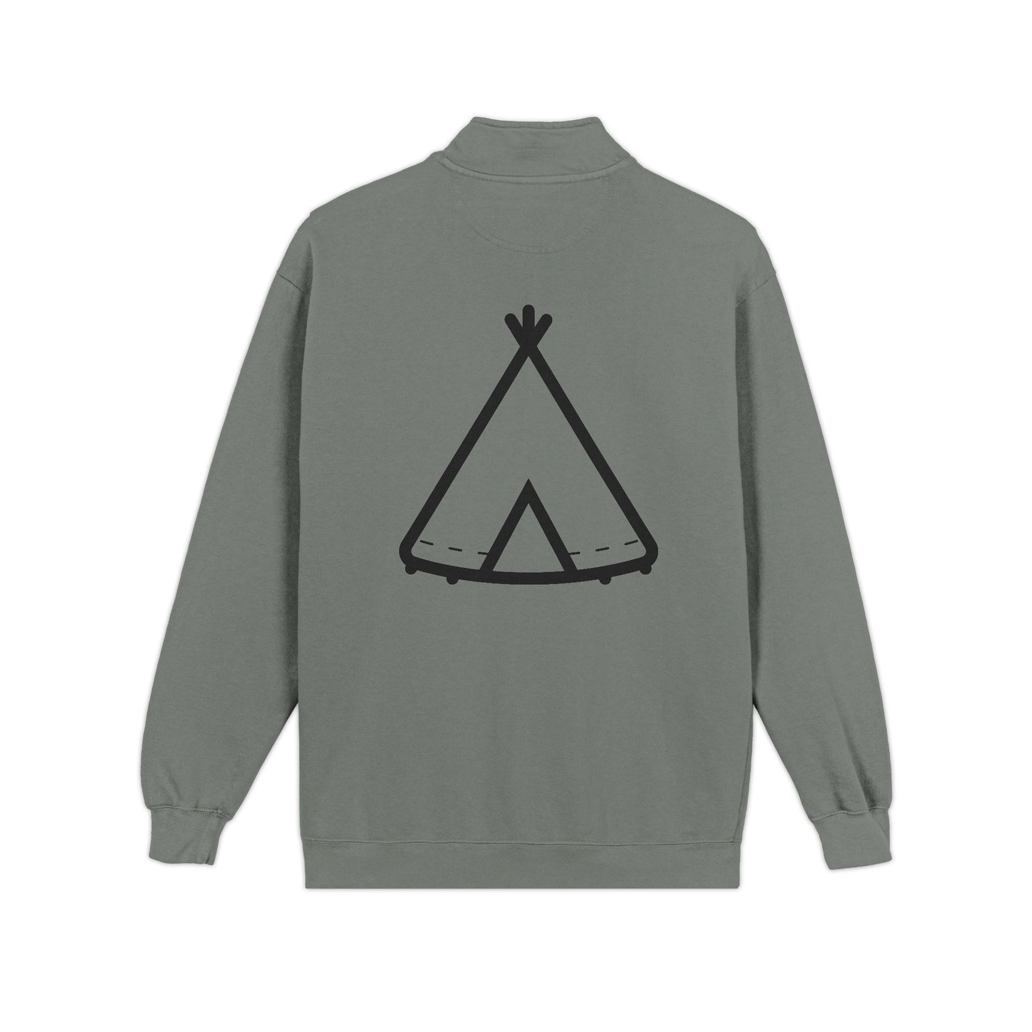 Quarter-Zip Sweatshirt — Trinity Camp Teepee Logo (Embroidered Front, Large Teepee Back)