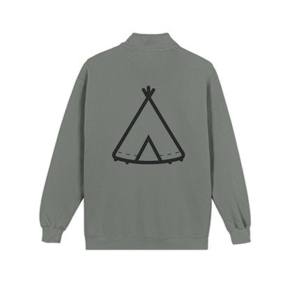 Quarter-Zip Sweatshirt — Trinity Camp Teepee Logo (Embroidered Front, Large Teepee Back)
