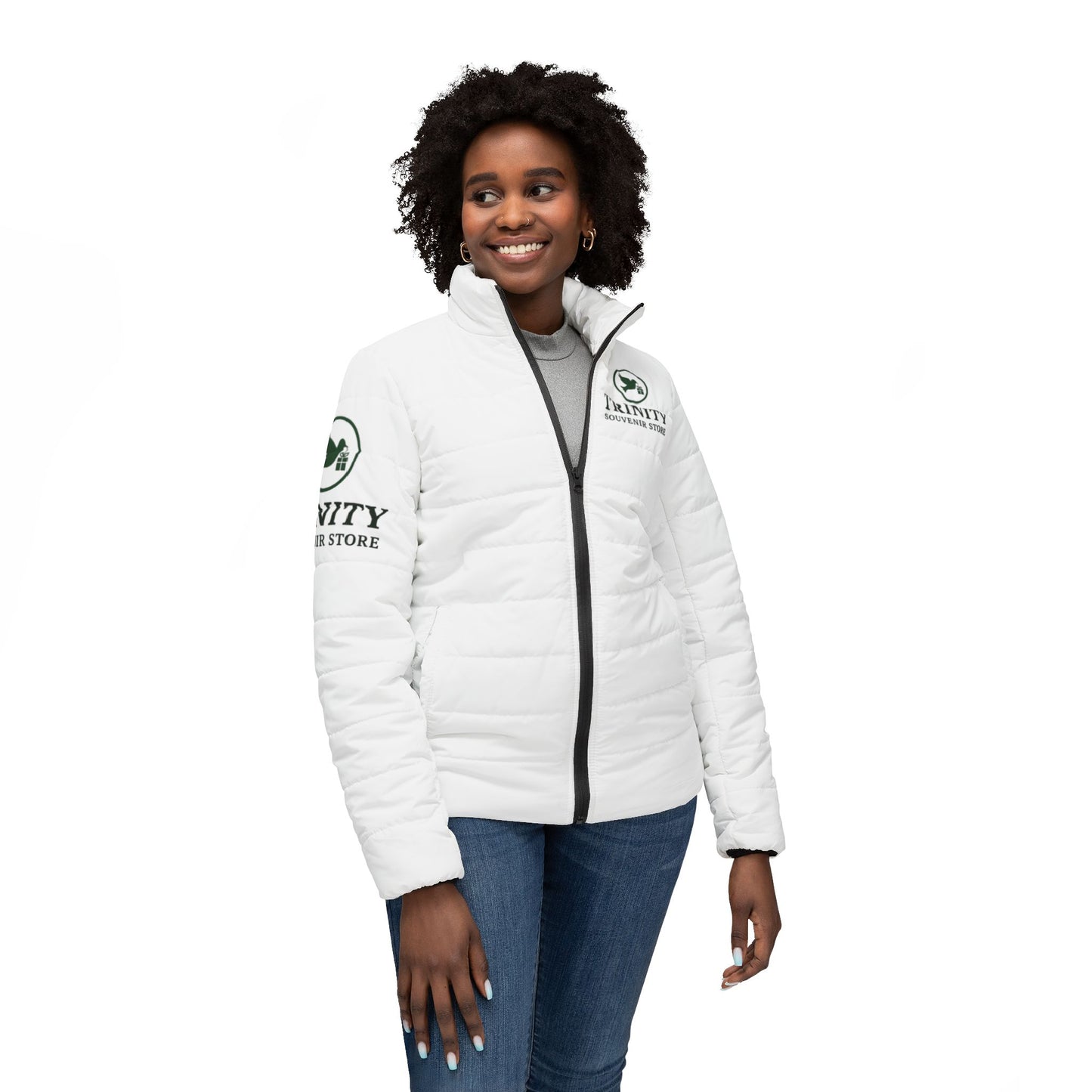 Puffer Jacket — Trinity Camping Crew Logo with Teepee Back Print
