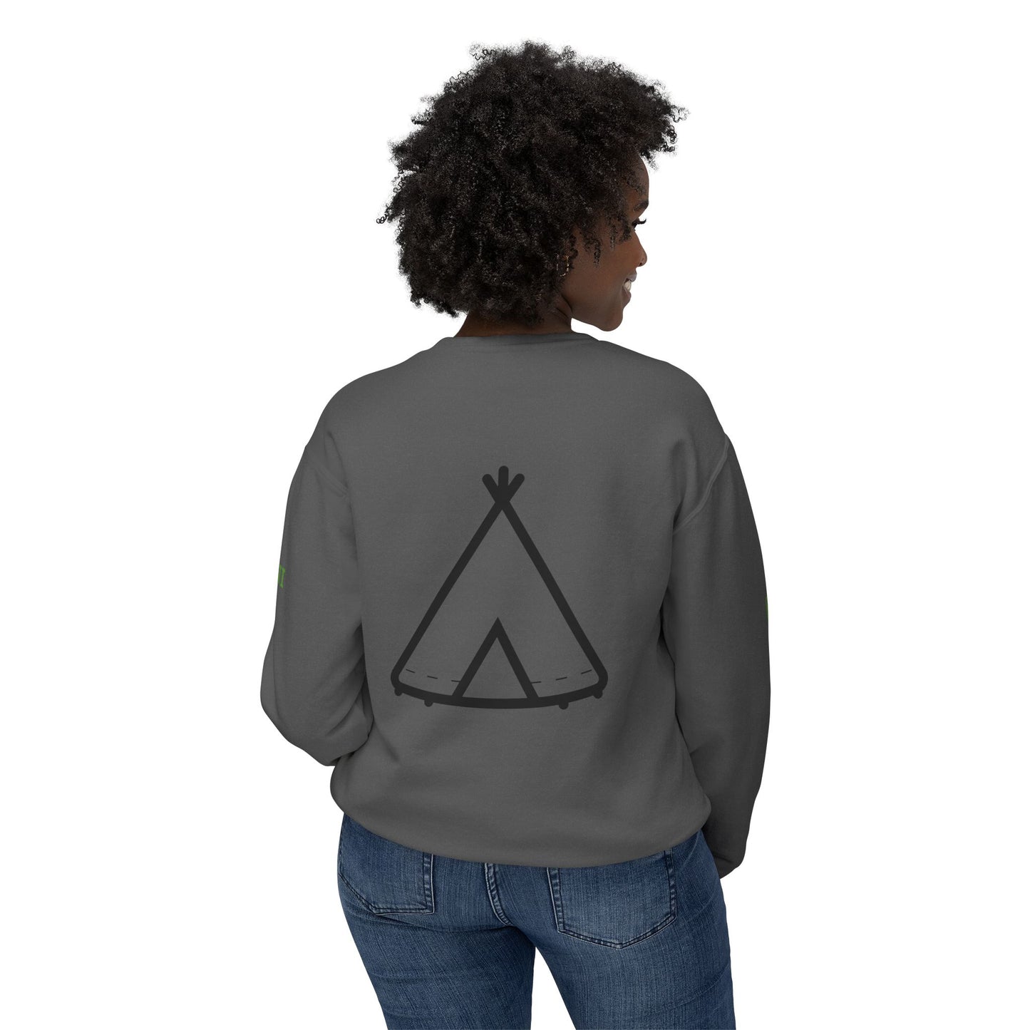 Trinity Souvenir Crewneck Sweatshirt — Dove Logo & Teepee Back Graphic