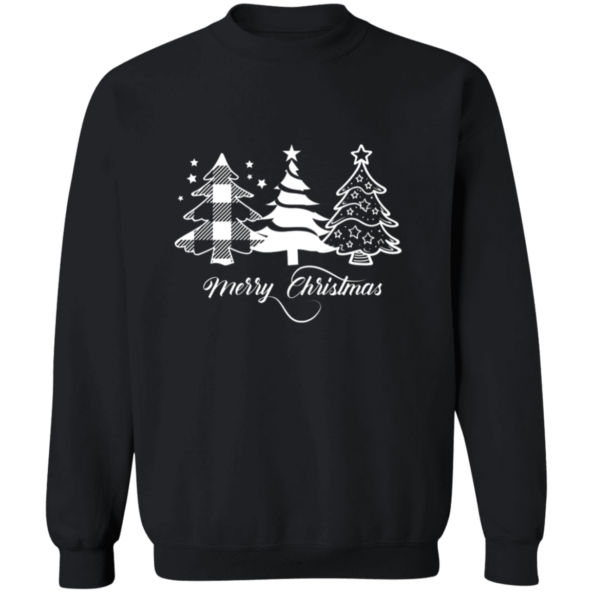 Festive Christmas Tree Print T-shirt - Relaxed Fit and Sweat Shirt,  Crew Neck, Soft Top - Unisex Casual Holiday Wear for Christmas Parties and Daily Use