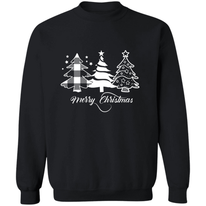 Festive Christmas Tree Print T-shirt - Relaxed Fit and Sweat Shirt,  Crew Neck, Soft Top - Unisex Casual Holiday Wear for Christmas Parties and Daily Use