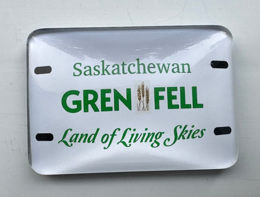 OEM Custom Decorative Rectangular Saskatchewan Plate "Grenfell" Crystal Glass Refrigerator Magnet, Crystal Saskatchewan Plate "Grenfell" Fridge Magnet for Tourism Souvenir