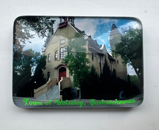 Fridge Magnet OEM Custom Decorative Rectangular Town of Wolseley Opera House Crystal Glass Refrigerator Magnet, Crystal Town of Wolseley Fridge Magnet for Tourism Souvenir