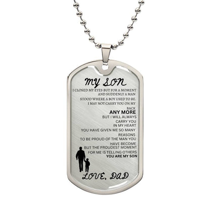 My Son Love Dad  Luxury Military Necklace, Gift for Son, Gift for Son-in-Law, Gift for grandson, Wedding Gift, Birthday Gift, Christmas Gift, Graduation gift,