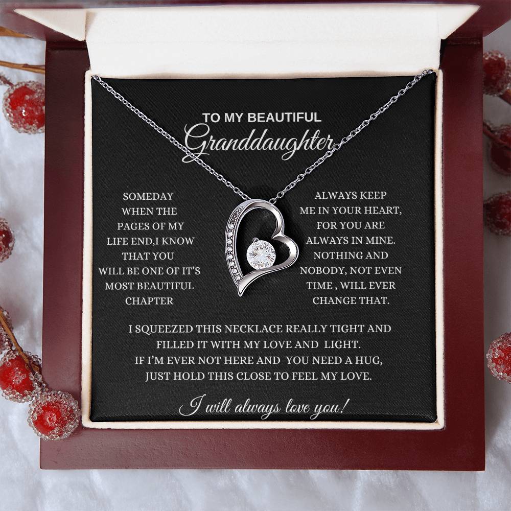 To My Beautiful Granddaughter / I Will Always Love You / Forever Love Necklace