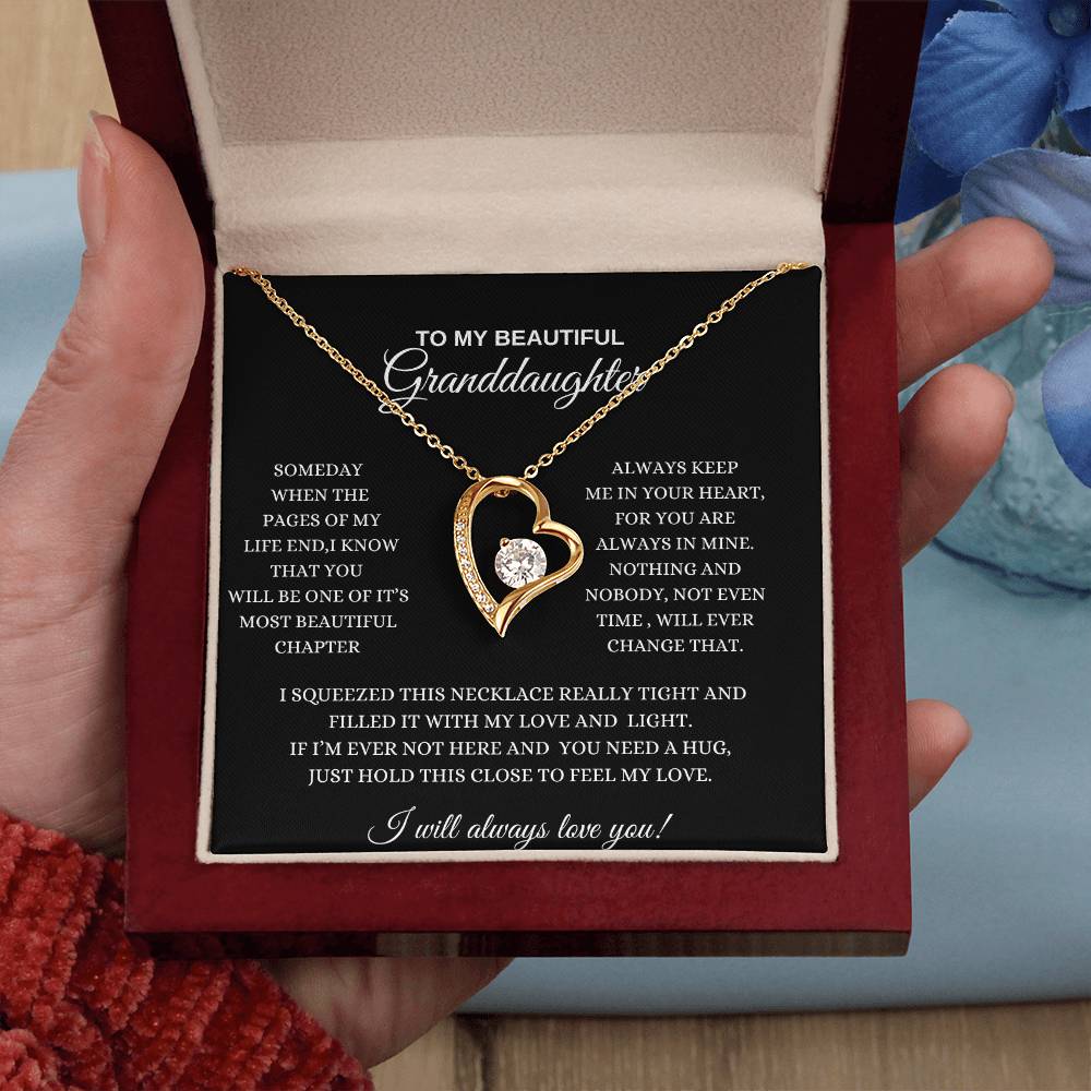 To My Beautiful Granddaughter / I Will Always Love You / Forever Love Necklace