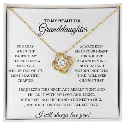 To My Beautiful Granddaughter/ Love Knot Necklace