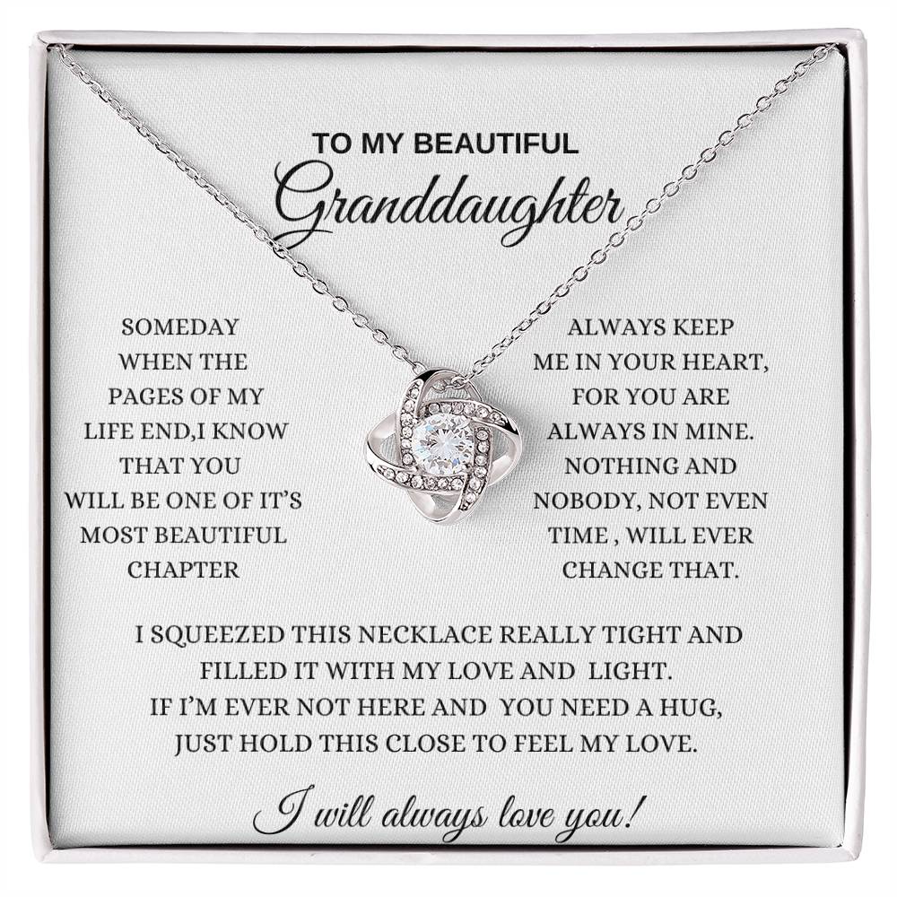 To My Beautiful Granddaughter/ Love Knot Necklace