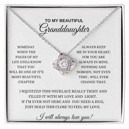 To My Beautiful Granddaughter/ Love Knot Necklace